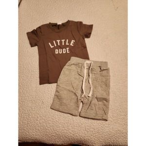 Amazing Baby Little dude cotton blend T-shirt and shorts set 18-24 months
